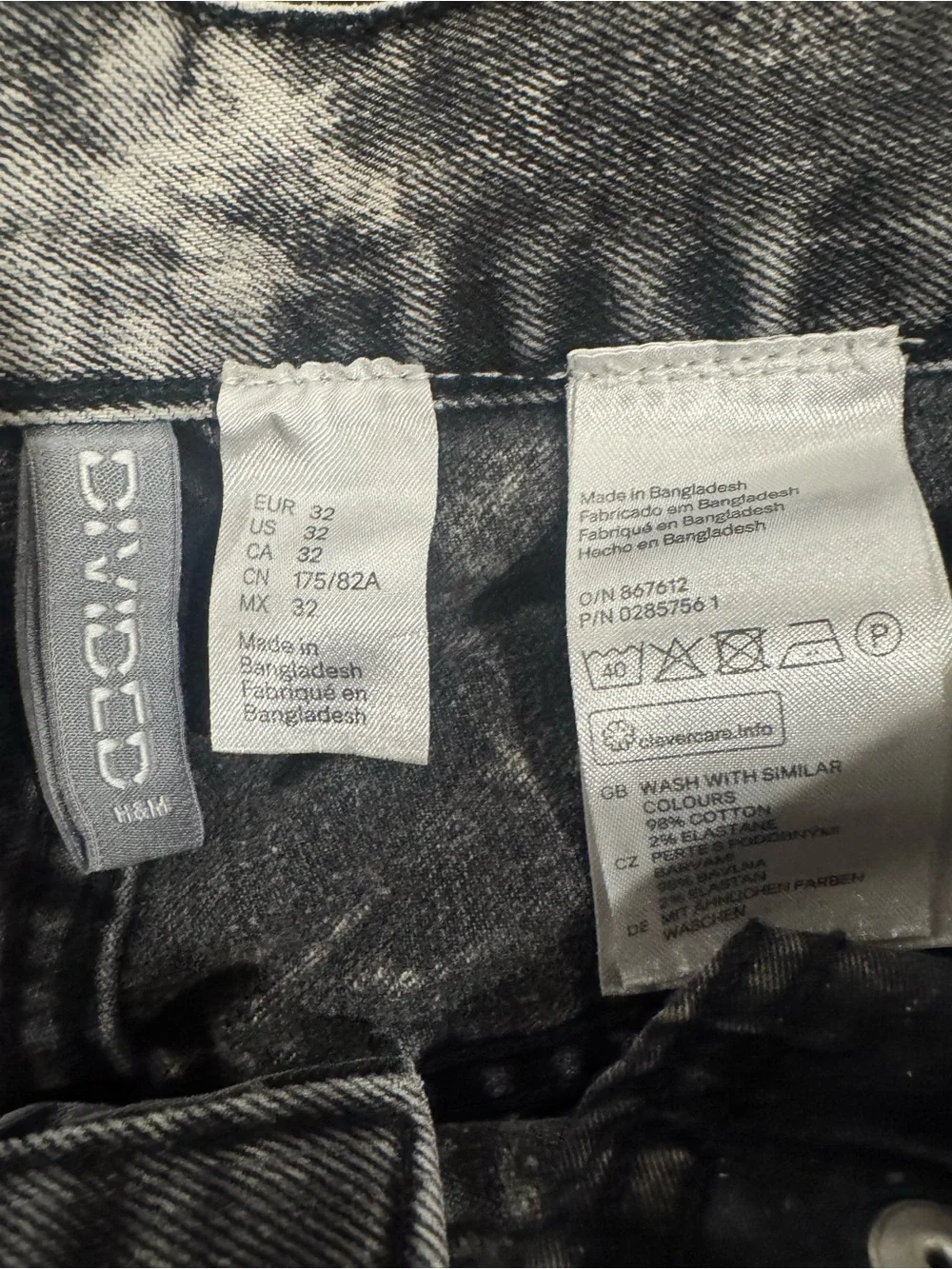 H&M’s Men's Acid Wash Black Denim Shorts - Distressed Style
